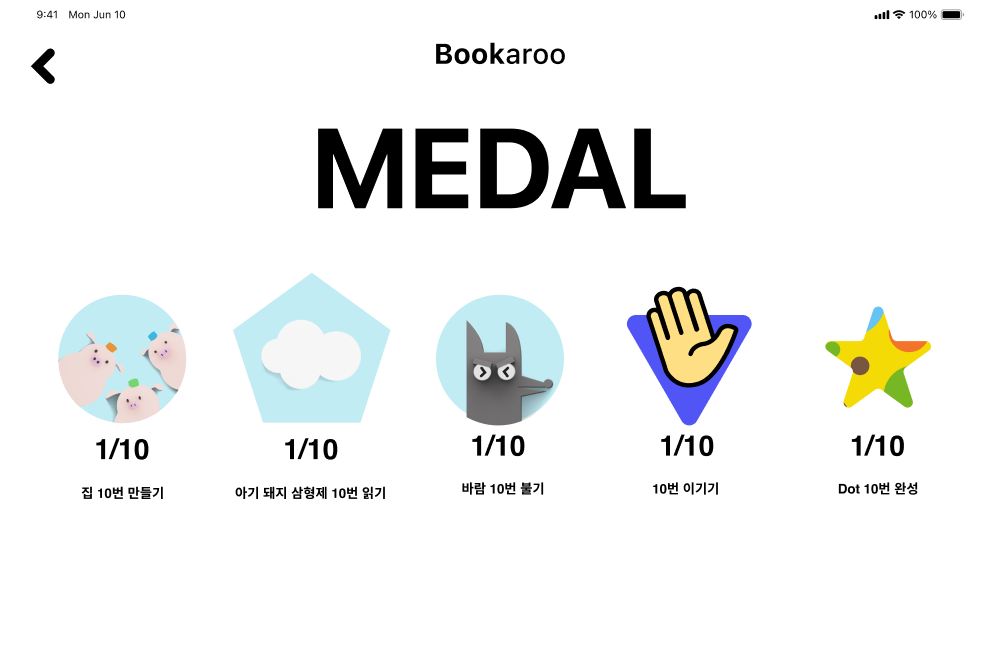 활동별 메달과 진행 현황 · Figma 설계안
